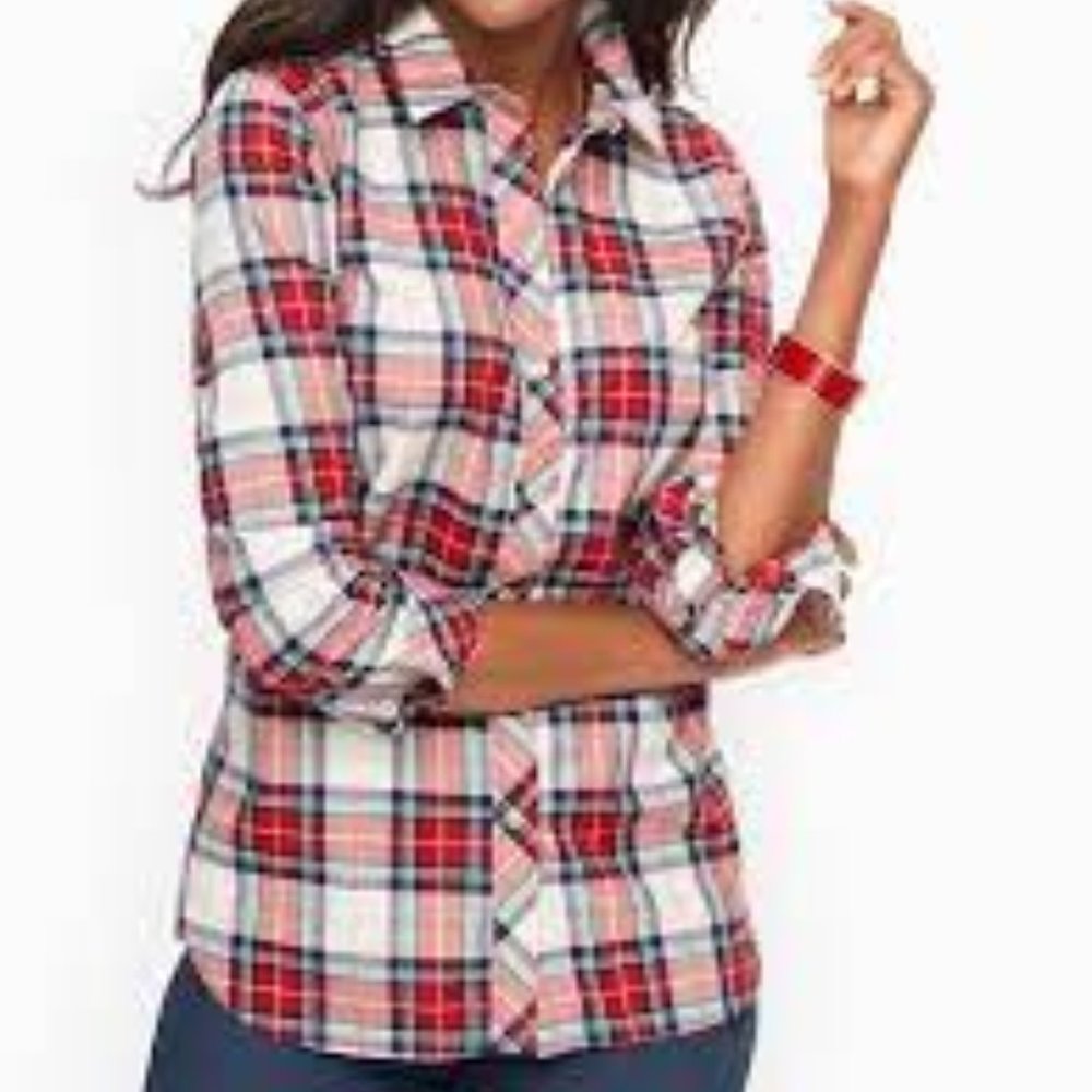 Talbots Classic Cotton Party Plaid Shirt